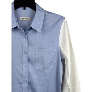 Orvis Women’s Size 6  oxford button up shirt blue & white cotton pocket L/S